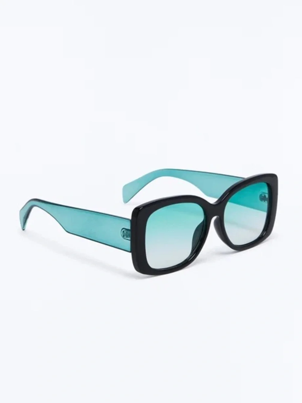 Black Frame Sunglasses with Blue Gradient Lenses - Women Accessories